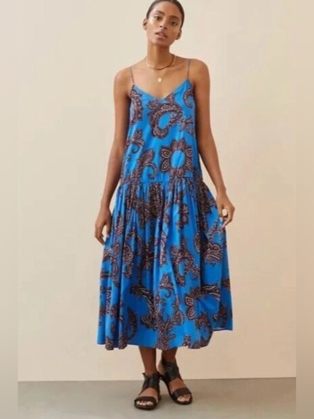 Anthropologie ATSU Flounced Paisley Midi Dress XS